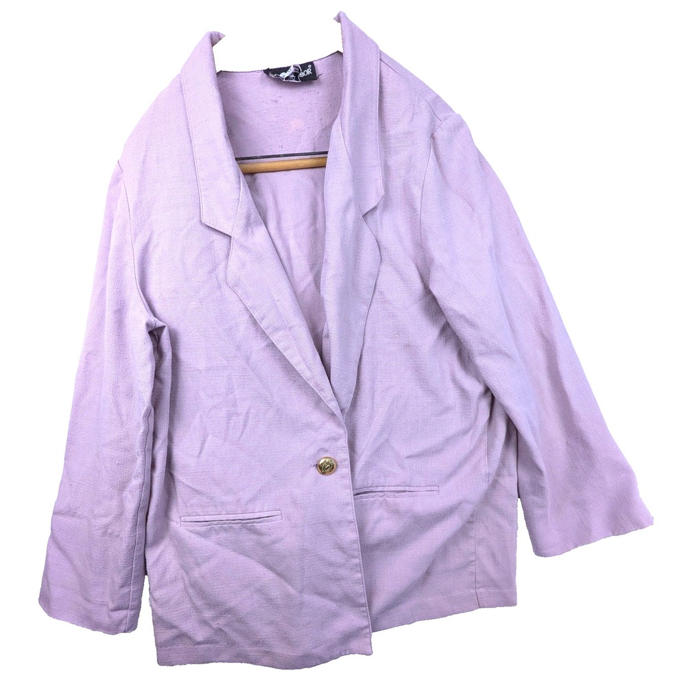 Sag Harbor One Button Career Blazer Jacket Ladies Mauve Tweed Sz 14